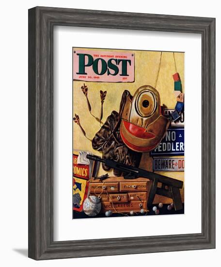 "Still Life of Boys Toys," Saturday Evening Post Cover, June 30, 1945-John Atherton-Framed Giclee Print