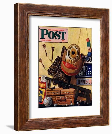 "Still Life of Boys Toys," Saturday Evening Post Cover, June 30, 1945-John Atherton-Framed Giclee Print