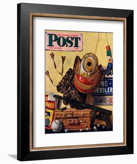 "Still Life of Boys Toys," Saturday Evening Post Cover, June 30, 1945-John Atherton-Framed Giclee Print