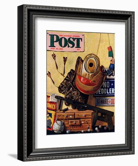 "Still Life of Boys Toys," Saturday Evening Post Cover, June 30, 1945-John Atherton-Framed Giclee Print