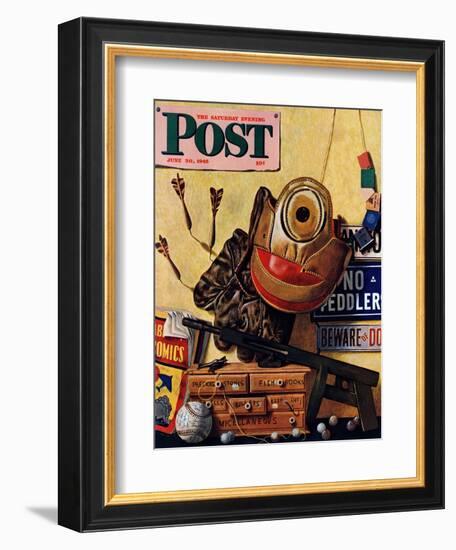 "Still Life of Boys Toys," Saturday Evening Post Cover, June 30, 1945-John Atherton-Framed Giclee Print