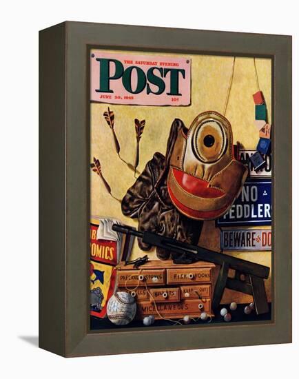 "Still Life of Boys Toys," Saturday Evening Post Cover, June 30, 1945-John Atherton-Framed Premier Image Canvas