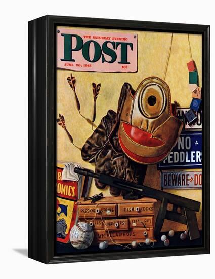 "Still Life of Boys Toys," Saturday Evening Post Cover, June 30, 1945-John Atherton-Framed Premier Image Canvas