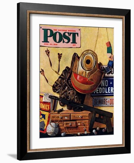 "Still Life of Boys Toys," Saturday Evening Post Cover, June 30, 1945-John Atherton-Framed Giclee Print