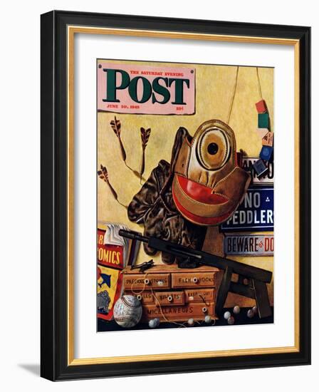 "Still Life of Boys Toys," Saturday Evening Post Cover, June 30, 1945-John Atherton-Framed Giclee Print