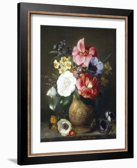 Still Life of Camellias and Anemone-Marc Henry-Framed Giclee Print