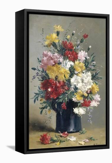 Still Life of Carnations-Eugene Henri Cauchois-Framed Premier Image Canvas