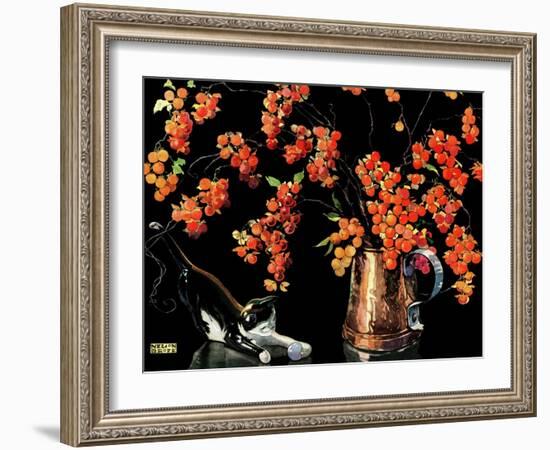 Still Life of Cat and Currants - Jack & Jill-Nelson Grafe-Framed Giclee Print