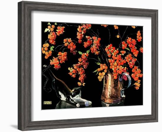 Still Life of Cat and Currants - Jack & Jill-Nelson Grafe-Framed Giclee Print