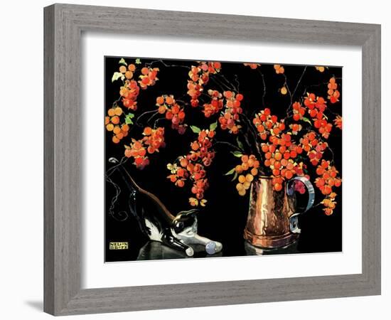 Still Life of Cat and Currants - Jack & Jill-Nelson Grafe-Framed Giclee Print