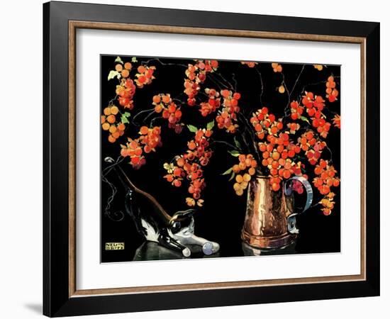 Still Life of Cat and Currants - Jack & Jill-Nelson Grafe-Framed Giclee Print