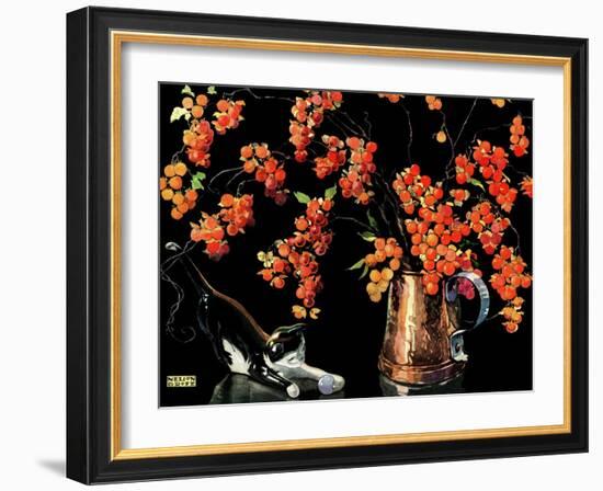 Still Life of Cat and Currants - Jack & Jill-Nelson Grafe-Framed Giclee Print