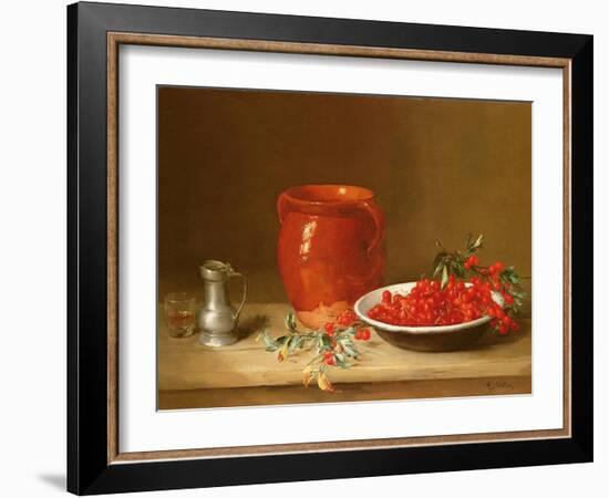 Still Life of Cherries in a Bowl-Antoine Vollon-Framed Giclee Print