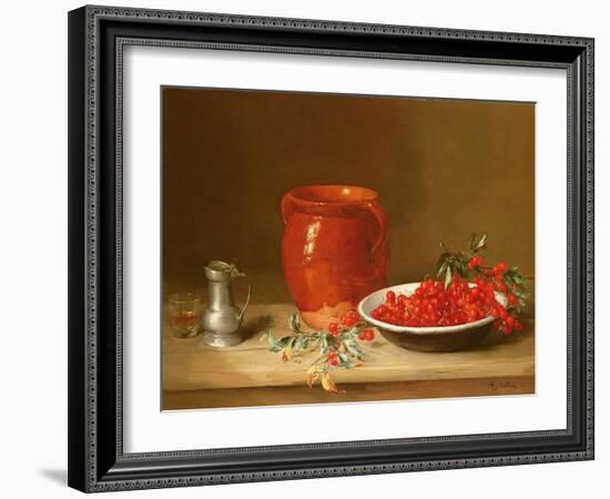 Still Life of Cherries in a Bowl-Antoine Vollon-Framed Giclee Print