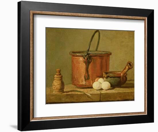 Still Life of Cooking Utensils, Cauldron, Frying Pan and Eggs-Jean-Baptiste Simeon Chardin-Framed Giclee Print