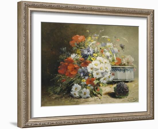 Still Life of Cornflowers, Poppies and Violets-Eugene Henri Cauchois-Framed Giclee Print