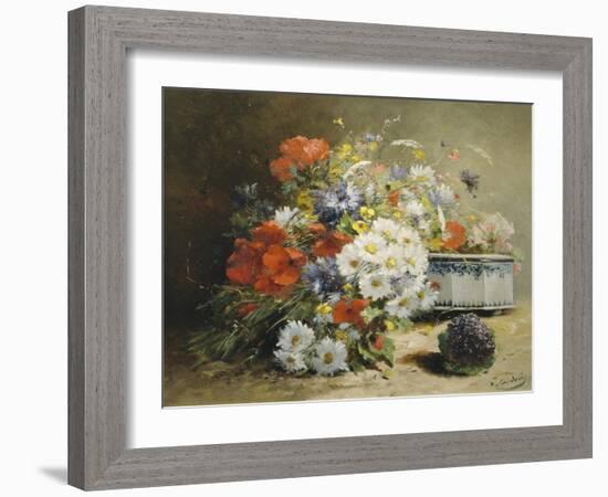 Still Life of Cornflowers, Poppies and Violets-Eugene Henri Cauchois-Framed Giclee Print