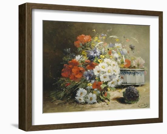 Still Life of Cornflowers, Poppies and Violets-Eugene Henri Cauchois-Framed Giclee Print