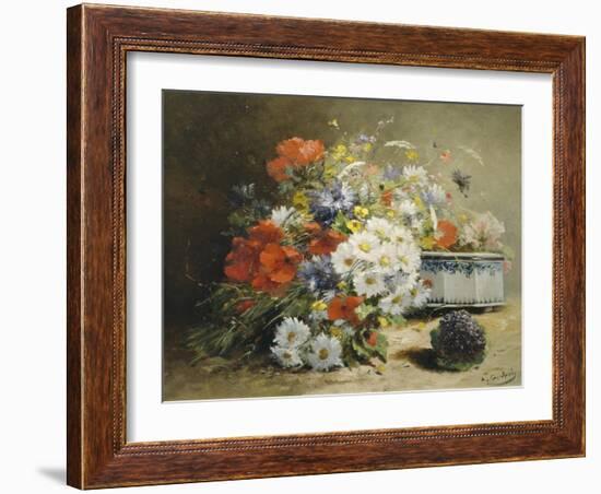 Still Life of Cornflowers, Poppies and Violets-Eugene Henri Cauchois-Framed Giclee Print