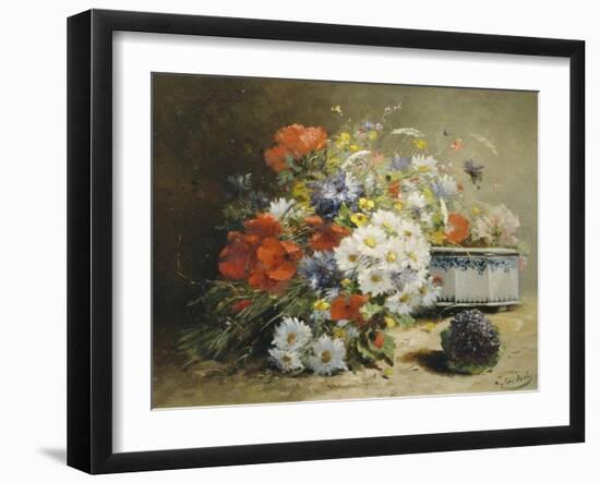 Still Life of Cornflowers, Poppies and Violets-Eugene Henri Cauchois-Framed Giclee Print