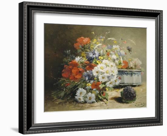 Still Life of Cornflowers, Poppies and Violets-Eugene Henri Cauchois-Framed Giclee Print