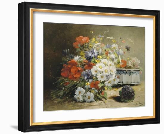 Still Life of Cornflowers, Poppies and Violets-Eugene Henri Cauchois-Framed Giclee Print