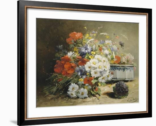 Still Life of Cornflowers, Poppies and Violets-Eugene Henri Cauchois-Framed Giclee Print