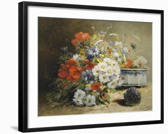 Still Life of Cornflowers, Poppies and Violets-Eugene Henri Cauchois-Framed Giclee Print