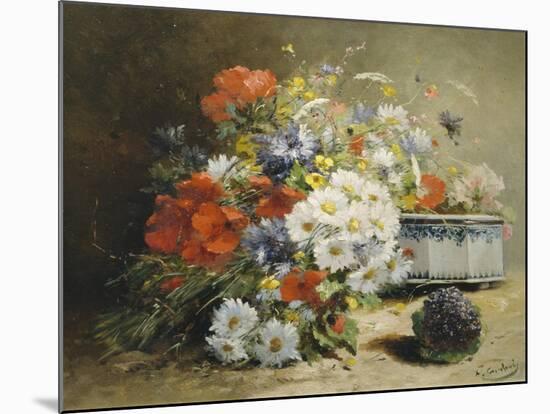 Still Life of Cornflowers, Poppies and Violets-Eugene Henri Cauchois-Mounted Giclee Print