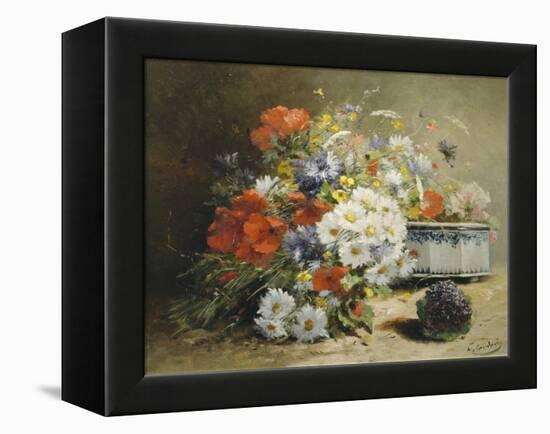 Still Life of Cornflowers, Poppies and Violets-Eugene Henri Cauchois-Framed Premier Image Canvas