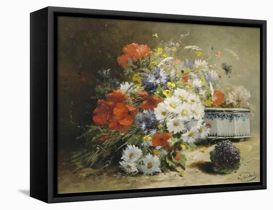 Still Life of Cornflowers, Poppies and Violets-Eugene Henri Cauchois-Framed Premier Image Canvas