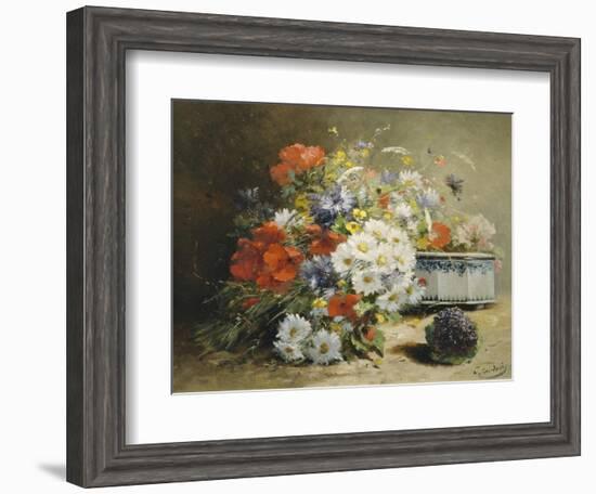 Still Life of Cornflowers, Poppies and Violets-Eugene Henri Cauchois-Framed Giclee Print