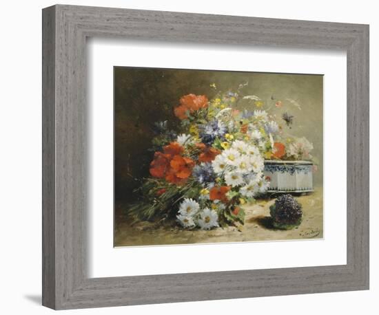 Still Life of Cornflowers, Poppies and Violets-Eugene Henri Cauchois-Framed Giclee Print