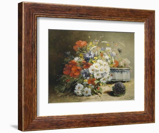 Still Life of Cornflowers, Poppies and Violets-Eugene Henri Cauchois-Framed Giclee Print