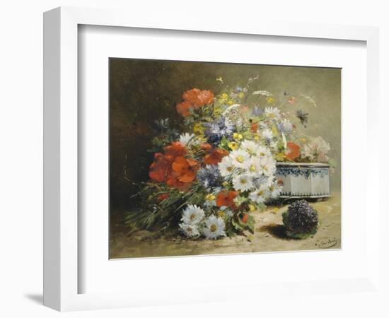 Still Life of Cornflowers, Poppies and Violets-Eugene Henri Cauchois-Framed Giclee Print