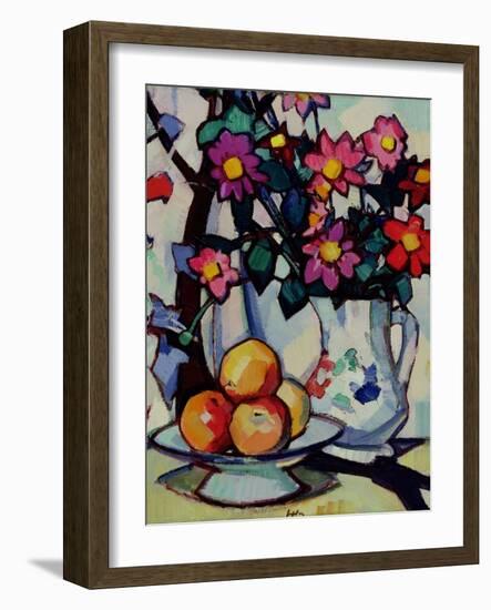 Still Life of Dahlias and Fruit, c.1910-12-Samuel John Peploe-Framed Giclee Print