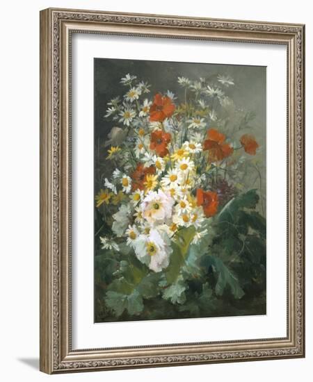 Still Life of Daisies and Poppies-Pierre Gontier-Framed Giclee Print