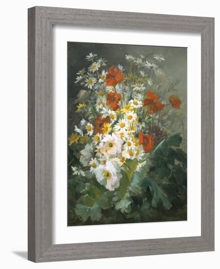 Still Life of Daisies and Poppies-Pierre Gontier-Framed Giclee Print