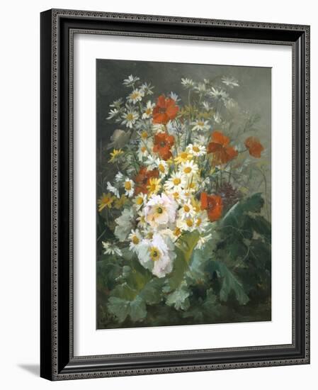 Still Life of Daisies and Poppies-Pierre Gontier-Framed Giclee Print