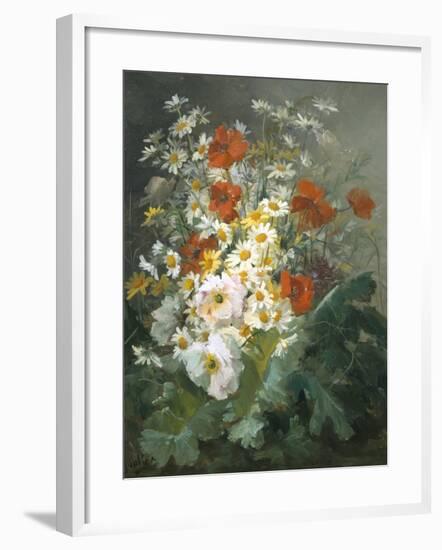 Still Life of Daisies and Poppies-Pierre Gontier-Framed Giclee Print