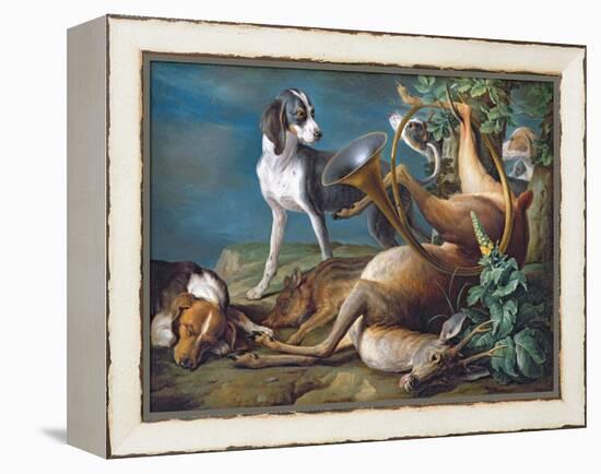 Still Life of Dead Game with Hounds, 1730-Alexandre-Francois Desportes-Framed Premier Image Canvas