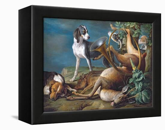 Still Life of Dead Game with Hounds, 1730-Alexandre-Francois Desportes-Framed Premier Image Canvas