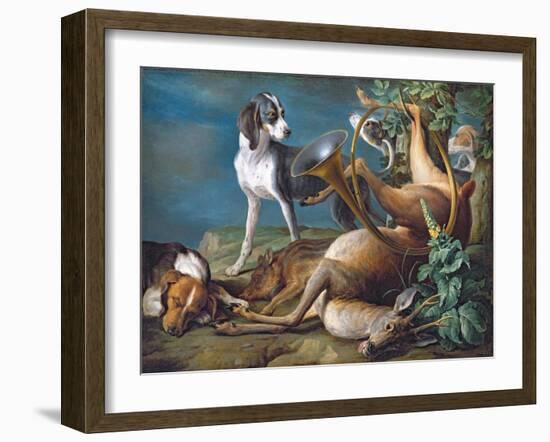 Still Life of Dead Game with Hounds, 1730-Alexandre-Francois Desportes-Framed Giclee Print