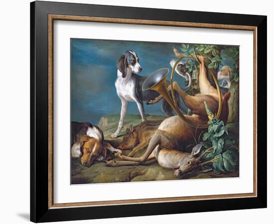 Still Life of Dead Game with Hounds, 1730-Alexandre-Francois Desportes-Framed Giclee Print