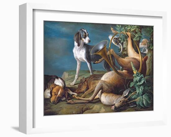 Still Life of Dead Game with Hounds, 1730-Alexandre-Francois Desportes-Framed Giclee Print