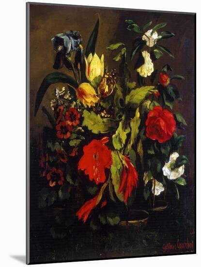 Still Life of Flowers, 1863-Gustave Courbet-Mounted Giclee Print