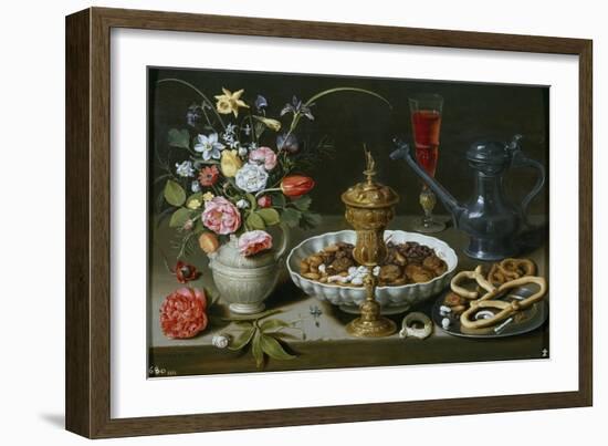 Still Life of Flowers and Dried Fruit. 1611-Clara Peeters-Framed Giclee Print