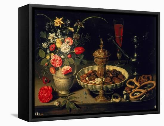 Still Life of Flowers and Dried Fruit, 1611-Clara Peeters-Framed Premier Image Canvas