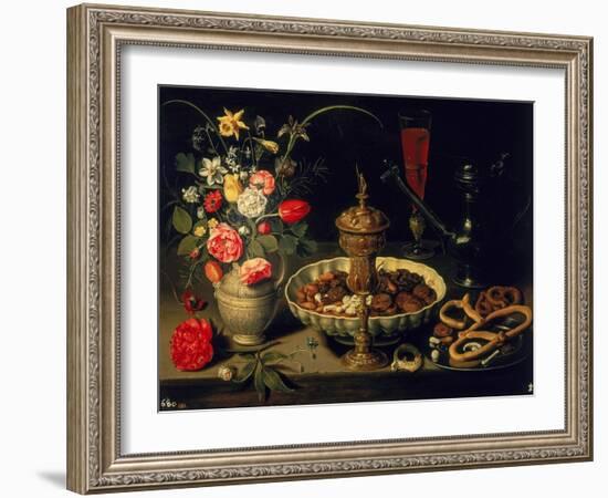 Still Life of Flowers and Dried Fruit, 1611-Clara Peeters-Framed Giclee Print