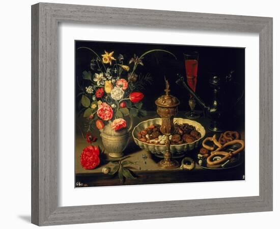 Still Life of Flowers and Dried Fruit, 1611-Clara Peeters-Framed Giclee Print